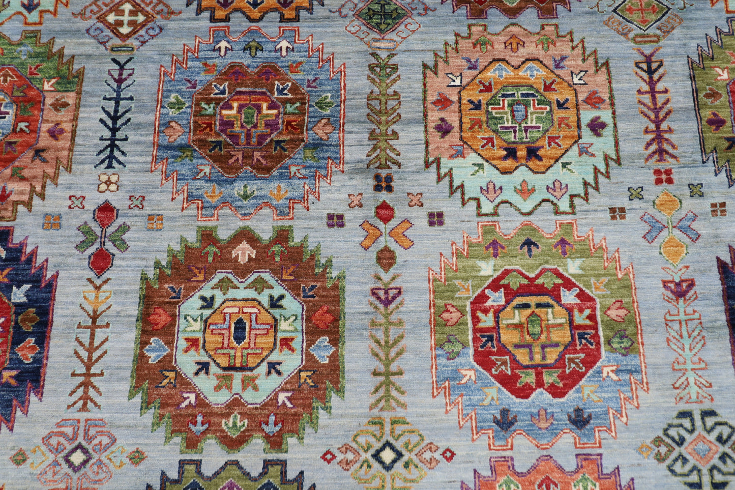 277 x 365 cm | Waziri Gray Area Rug Afghan Hand Knotted Veg Dye Wool carpet