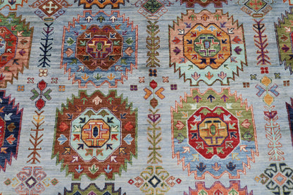 277 x 365 cm | Waziri Gray Area Rug Afghan Hand Knotted Veg Dye Wool carpet