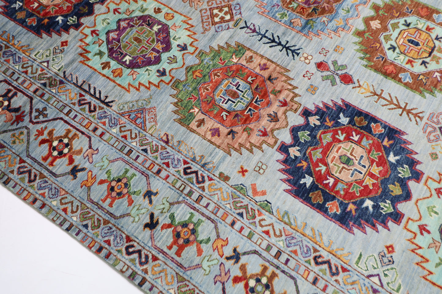 277 x 365 cm | Waziri Gray Area Rug Afghan Hand Knotted Veg Dye Wool carpet