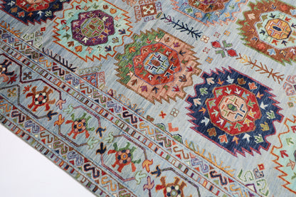 277 x 365 cm | Waziri Gray Area Rug Afghan Hand Knotted Veg Dye Wool carpet