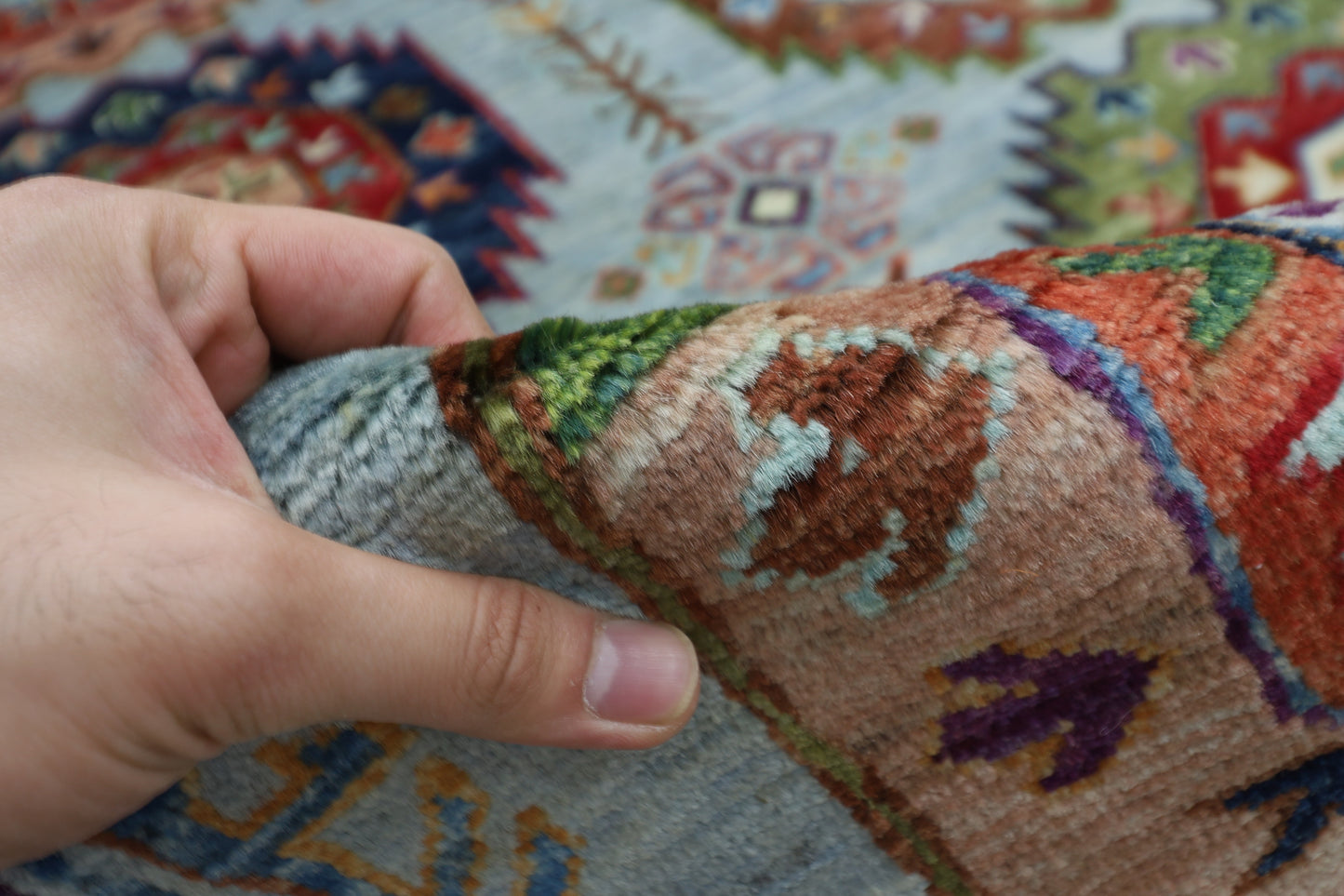 277 x 365 cm | Waziri Gray Area Rug Afghan Hand Knotted Veg Dye Wool carpet