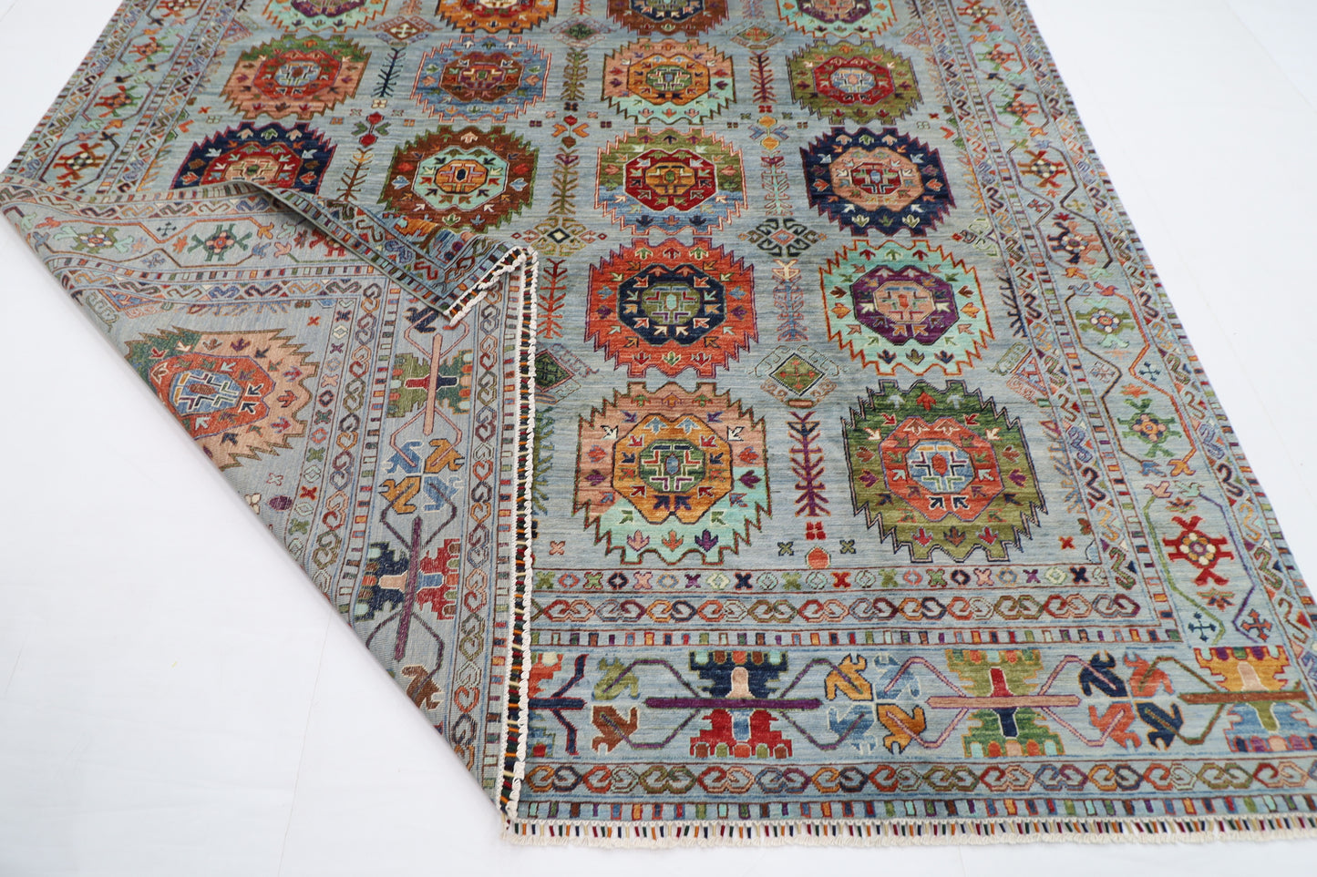 277 x 365 cm | Waziri Gray Area Rug Afghan Hand Knotted Veg Dye Wool carpet