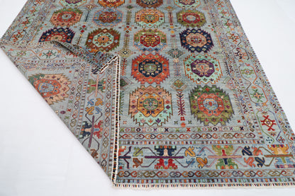 277 x 365 cm | Waziri Gray Area Rug Afghan Hand Knotted Veg Dye Wool carpet