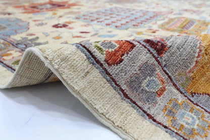 368 x 448 cm | large Serapi Beige Area Rug Afghan Hand Knotted Veg Dye Wool carpet