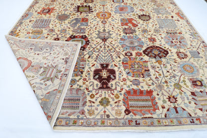 368 x 448 cm | large Serapi Beige Area Rug Afghan Hand Knotted Veg Dye Wool carpet