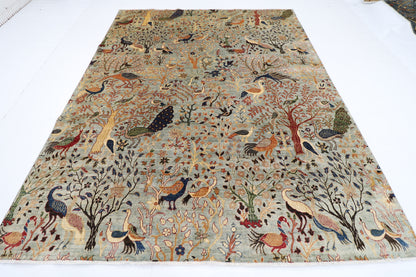 241 x 297 cm | Birds Tree of life Area Rug Afghan Hand Knotted Veg Dye Wool carpet