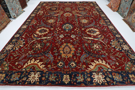 305 x 423 cm | Floral Red large Area Rug Afghan Hand Knotted veg Dye Wool carpet