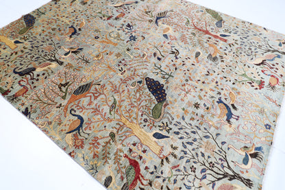 241 x 297 cm | Birds Tree of life Area Rug Afghan Hand Knotted Veg Dye Wool carpet