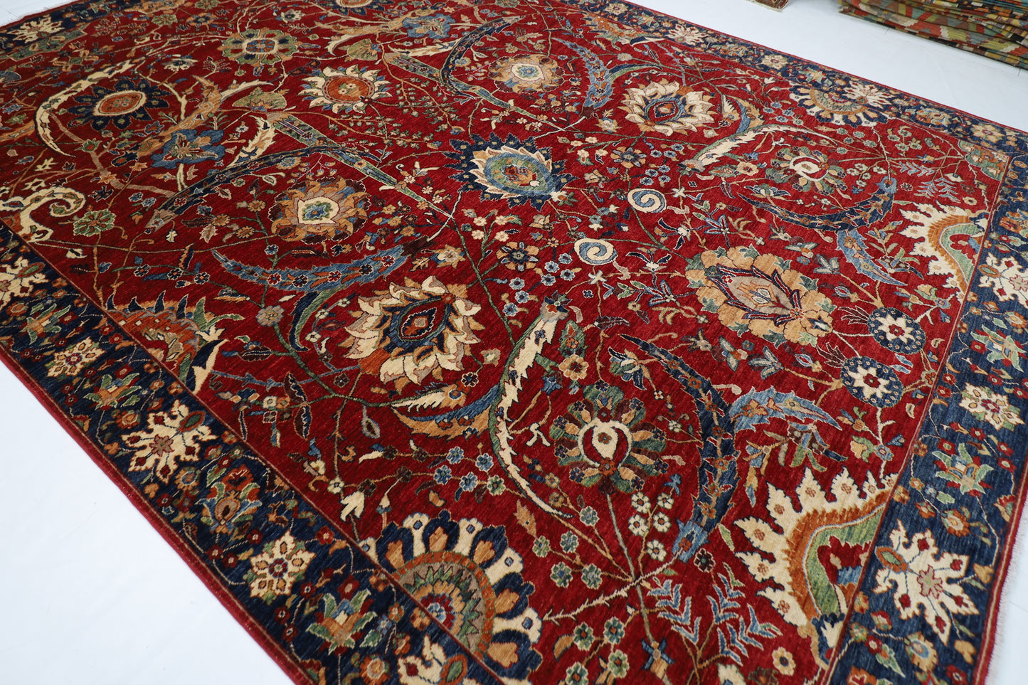 305 x 423 cm | Floral Red large Area Rug Afghan Hand Knotted veg Dye Wool carpet