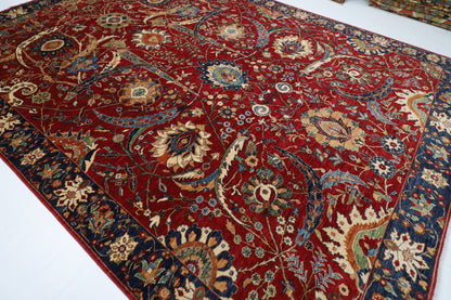 305 x 423 cm | Floral Red large Area Rug Afghan Hand Knotted veg Dye Wool carpet