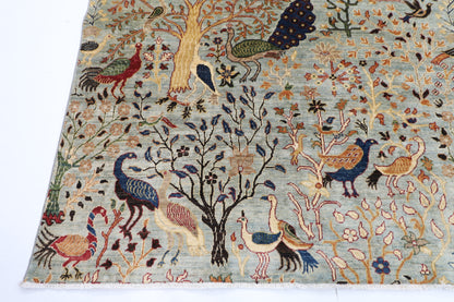 241 x 297 cm | Birds Tree of life Area Rug Afghan Hand Knotted Veg Dye Wool carpet