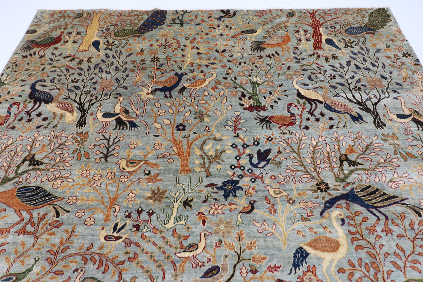 241 x 297 cm | Birds Tree of life Area Rug Afghan Hand Knotted Veg Dye Wool carpet