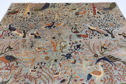 241 x 297 cm | Birds Tree of life Area Rug Afghan Hand Knotted Veg Dye Wool carpet