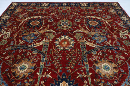 305 x 423 cm | Floral Red large Area Rug Afghan Hand Knotted veg Dye Wool carpet