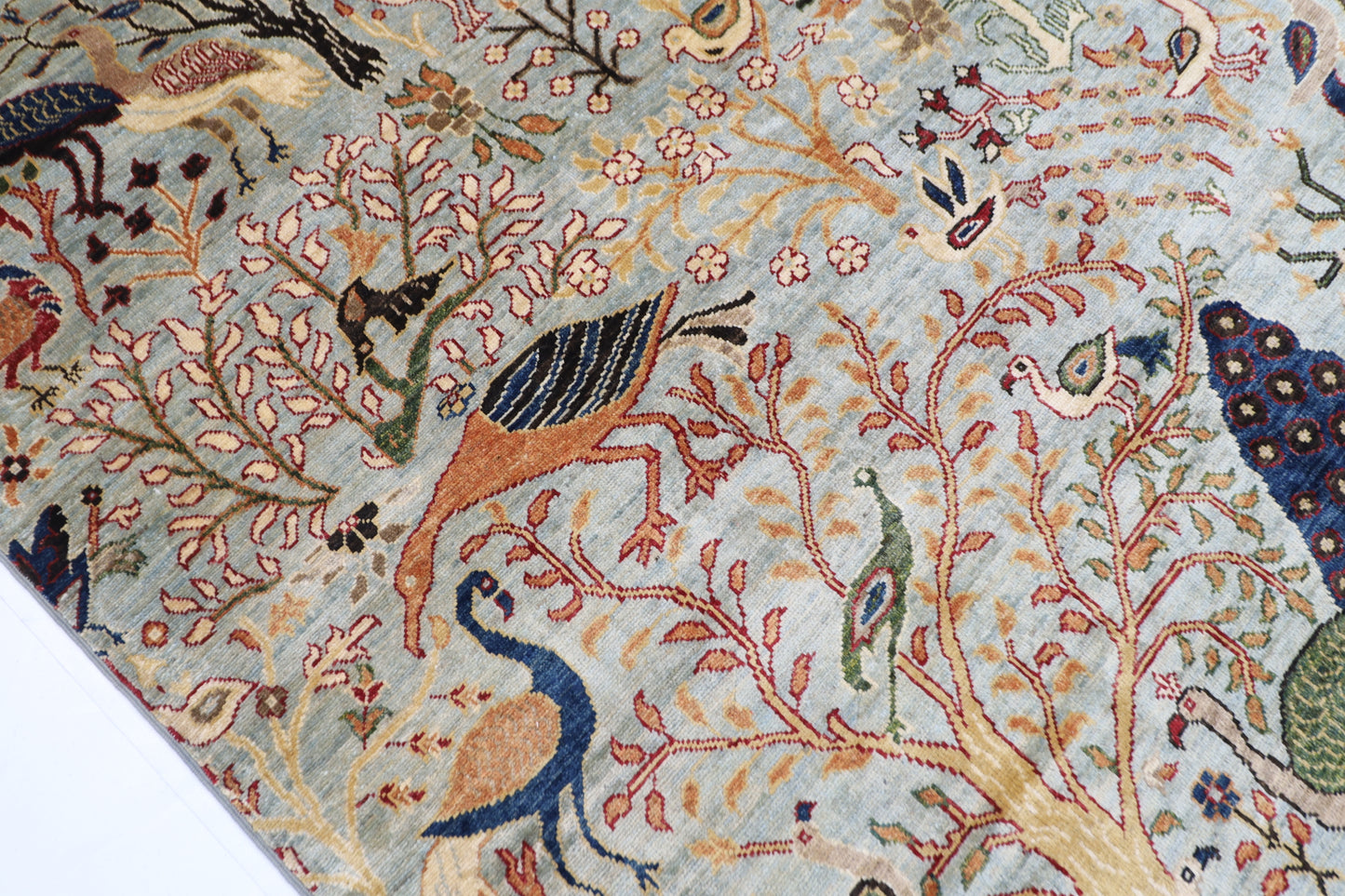 241 x 297 cm | Birds Tree of life Area Rug Afghan Hand Knotted Veg Dye Wool carpet