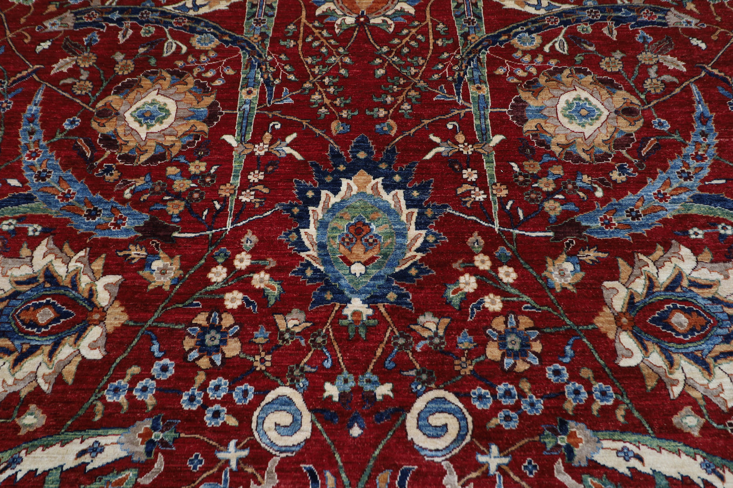 305 x 423 cm | Floral Red large Area Rug Afghan Hand Knotted veg Dye Wool carpet