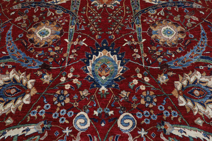 305 x 423 cm | Floral Red large Area Rug Afghan Hand Knotted veg Dye Wool carpet