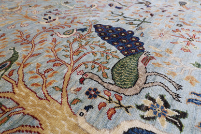 241 x 297 cm | Birds Tree of life Area Rug Afghan Hand Knotted Veg Dye Wool carpet