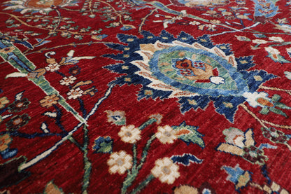 305 x 423 cm | Floral Red large Area Rug Afghan Hand Knotted veg Dye Wool carpet