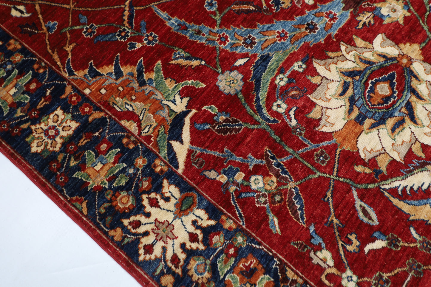 305 x 423 cm | Floral Red large Area Rug Afghan Hand Knotted veg Dye Wool carpet