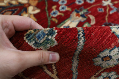 305 x 423 cm | Floral Red large Area Rug Afghan Hand Knotted veg Dye Wool carpet