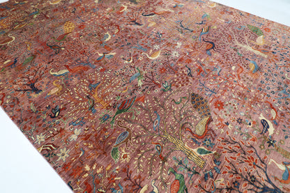 306 x 419 cm | Birds Tree of life Pink Area Rug Afghan Hand Knotted Veg Dye Wool carpet