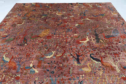 306 x 419 cm | Birds Tree of life Pink Area Rug Afghan Hand Knotted Veg Dye Wool carpet