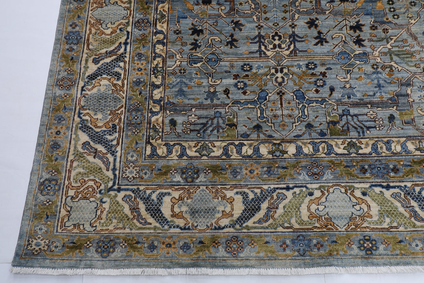 305 x 427 cm | Floral Gray large Area Rug Afghan Hand Knotted veg Dye Wool carpet