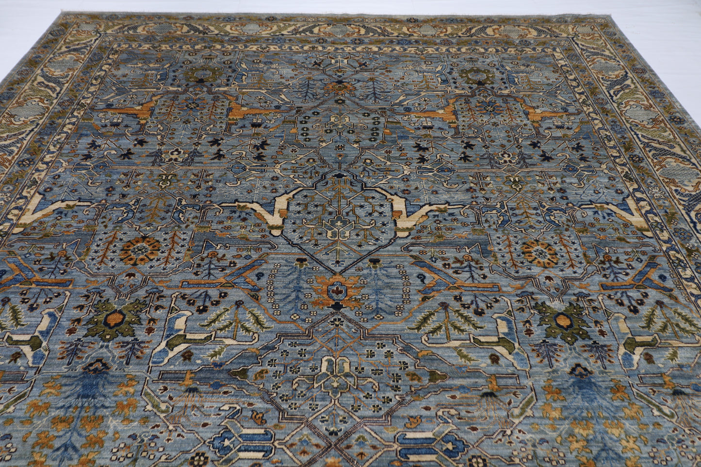 305 x 427 cm | Floral Gray large Area Rug Afghan Hand Knotted veg Dye Wool carpet