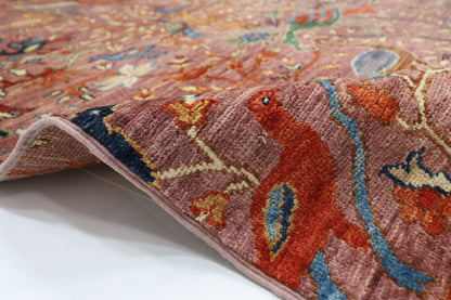 306 x 419 cm | Birds Tree of life Pink Area Rug Afghan Hand Knotted Veg Dye Wool carpet