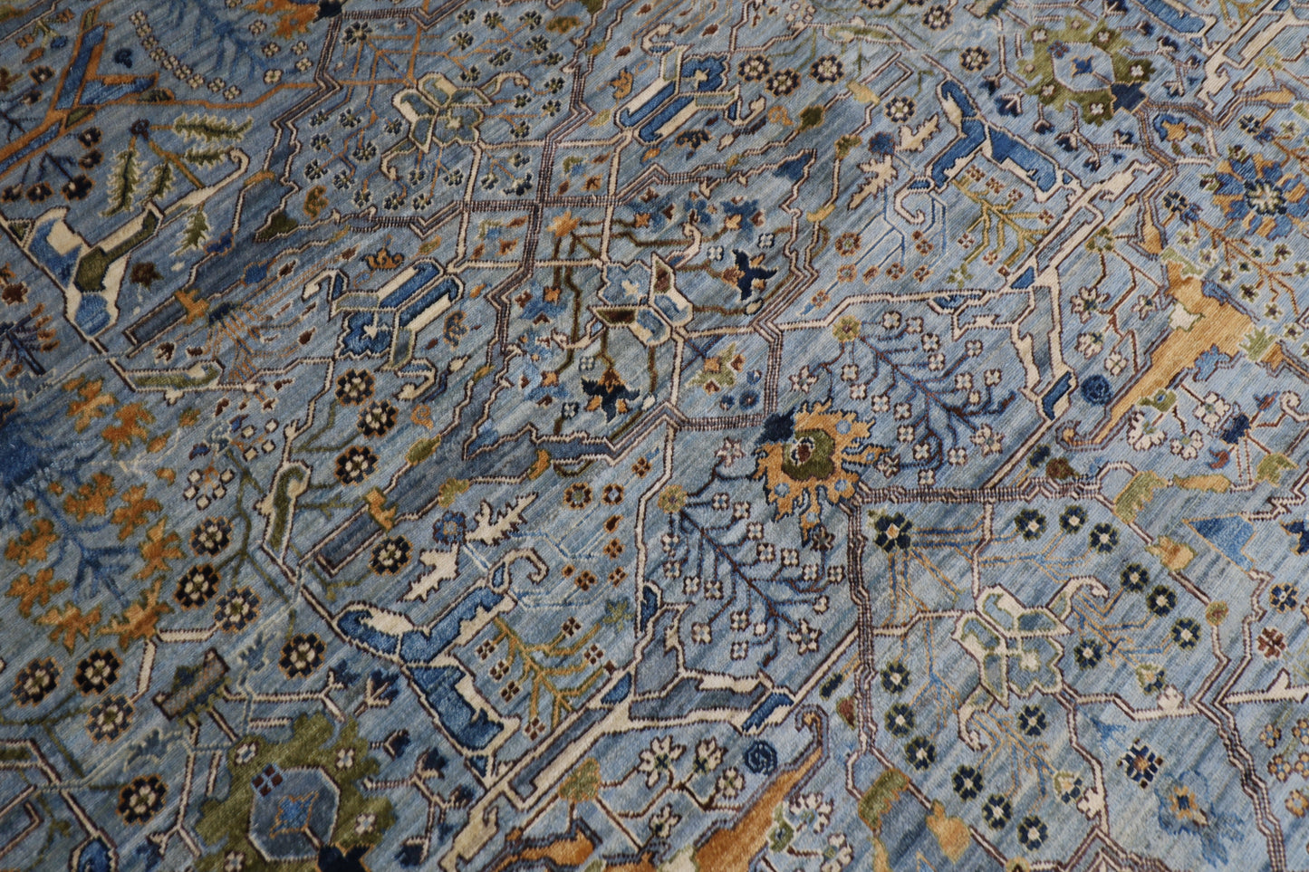 305 x 427 cm | Floral Gray large Area Rug Afghan Hand Knotted veg Dye Wool carpet