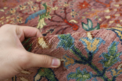 306 x 419 cm | Birds Tree of life Pink Area Rug Afghan Hand Knotted Veg Dye Wool carpet