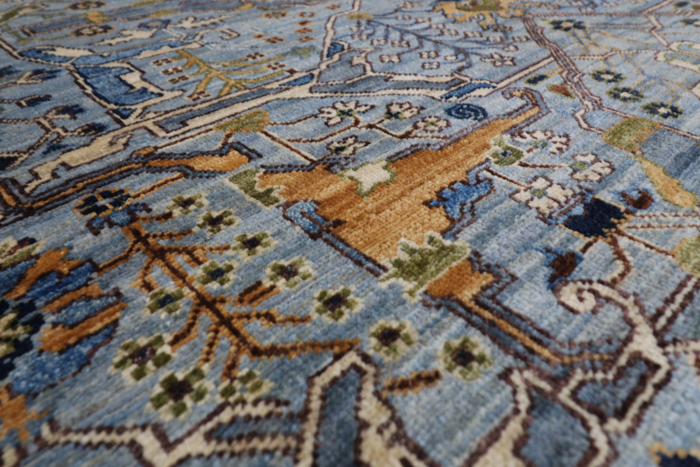 305 x 427 cm | Floral Gray large Area Rug Afghan Hand Knotted veg Dye Wool carpet