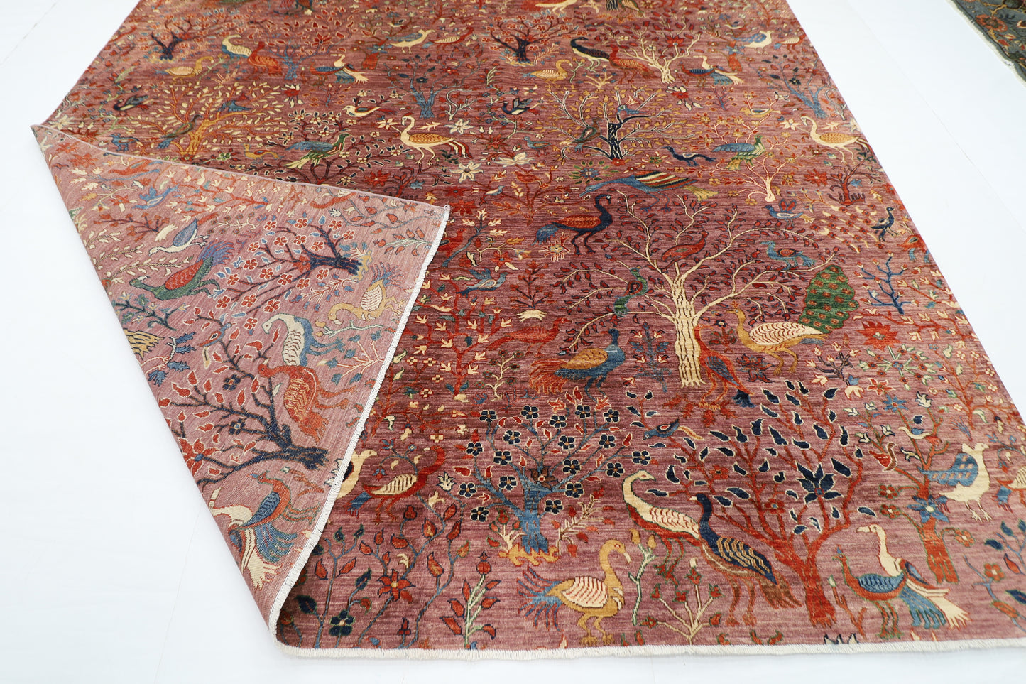 306 x 419 cm | Birds Tree of life Pink Area Rug Afghan Hand Knotted Veg Dye Wool carpet
