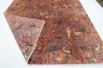 306 x 419 cm | Birds Tree of life Pink Area Rug Afghan Hand Knotted Veg Dye Wool carpet