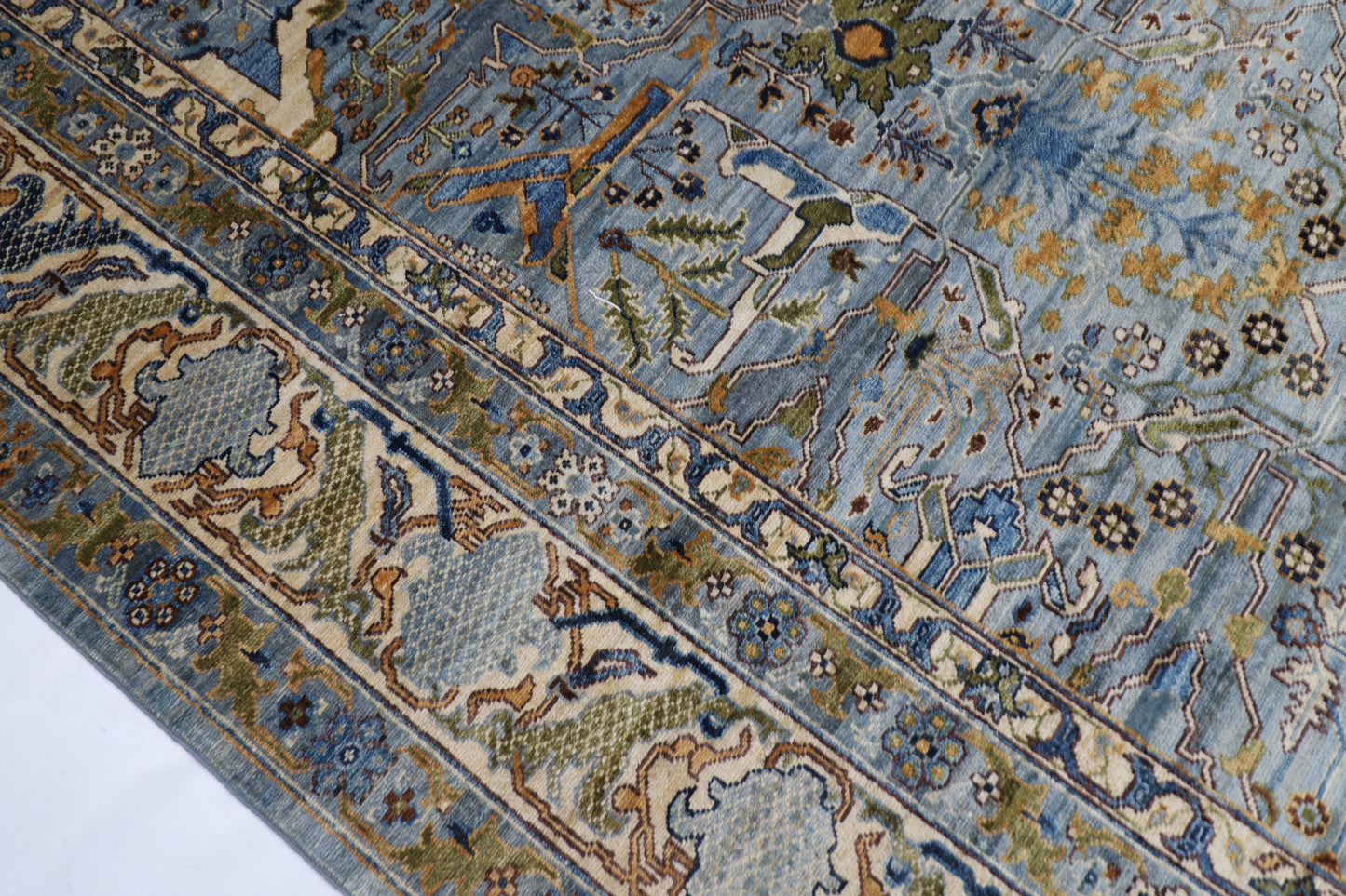 305 x 427 cm | Floral Gray large Area Rug Afghan Hand Knotted veg Dye Wool carpet