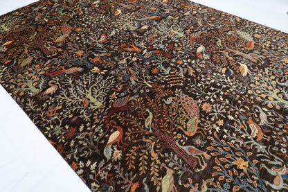 302 x 417 cm | Birds Black Area Rug Afghan Hand Knotted Veg Dye Wool carpet