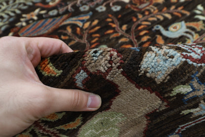 302 x 417 cm | Birds Black Area Rug Afghan Hand Knotted Veg Dye Wool carpet