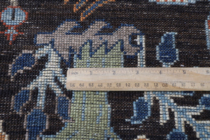 302 x 417 cm | Birds Black Area Rug Afghan Hand Knotted Veg Dye Wool carpet