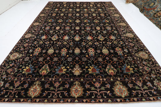 300 x 412 cm | Floral Sultani Black Area Rug Afghan Hand Knotted Veg Dye Wool carpet