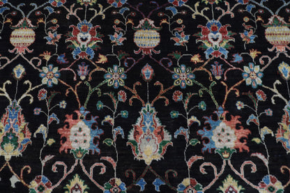 300 x 412 cm | Floral Sultani Black Area Rug Afghan Hand Knotted Veg Dye Wool carpet