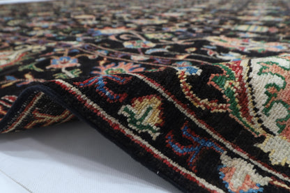 300 x 412 cm | Floral Sultani Black Area Rug Afghan Hand Knotted Veg Dye Wool carpet
