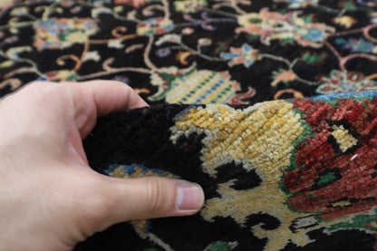 300 x 412 cm | Floral Sultani Black Area Rug Afghan Hand Knotted Veg Dye Wool carpet