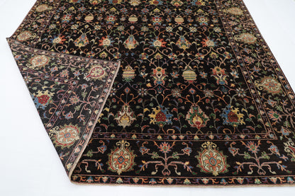 300 x 412 cm | Floral Sultani Black Area Rug Afghan Hand Knotted Veg Dye Wool carpet