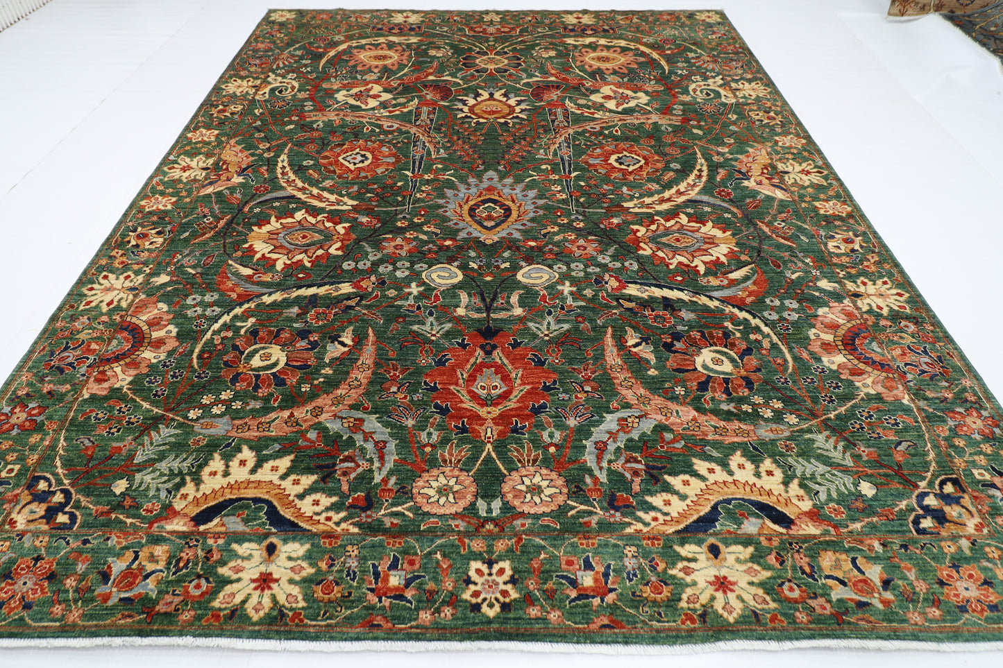 268 x 356 cm | Floral Bidjar Green Area Rug Afghan Hand Knotted Veg Dye Wool carpet