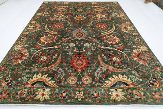 268 x 356 cm | Floral Bidjar Green Area Rug Afghan Hand Knotted Veg Dye Wool carpet