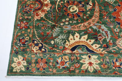 268 x 356 cm | Floral Bidjar Green Area Rug Afghan Hand Knotted Veg Dye Wool carpet
