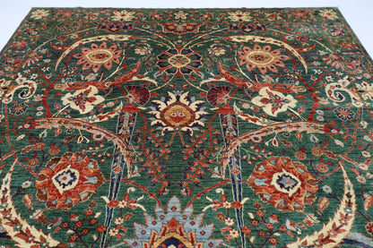 268 x 356 cm | Floral Bidjar Green Area Rug Afghan Hand Knotted Veg Dye Wool carpet