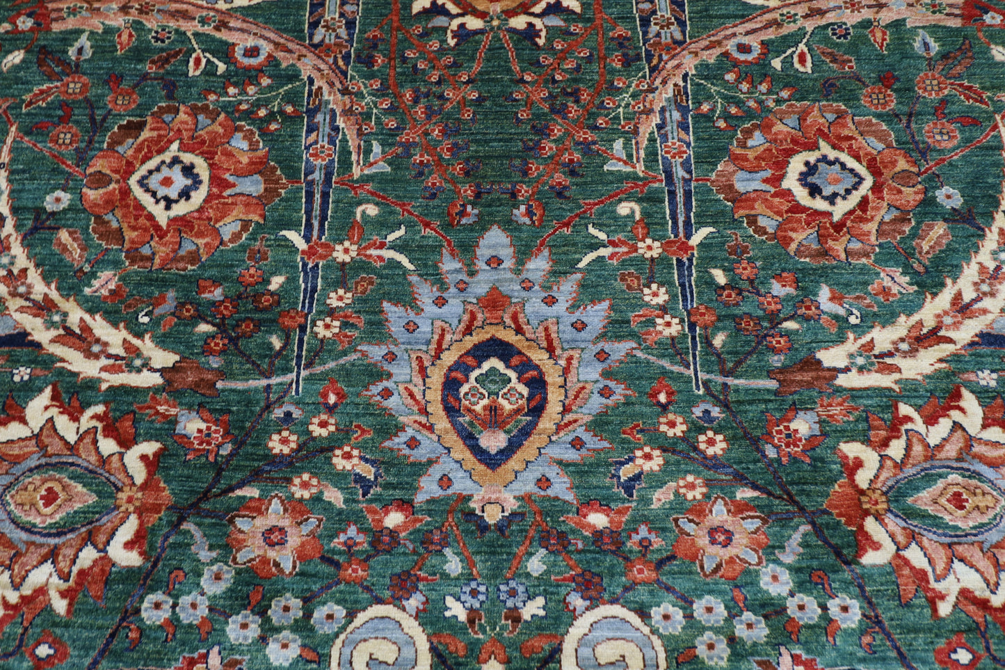 268 x 356 cm | Floral Bidjar Green Area Rug Afghan Hand Knotted Veg Dye Wool carpet