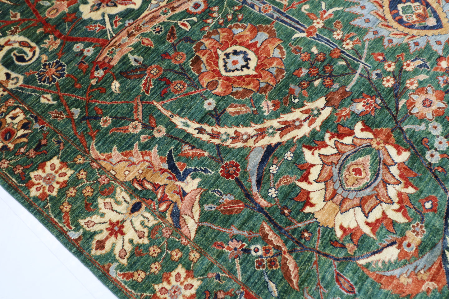 268 x 356 cm | Floral Bidjar Green Area Rug Afghan Hand Knotted Veg Dye Wool carpet